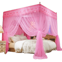 Dewey Kraft three-door floor-standing mosquito net for home bedroom 2024 new palace bracket bold and thick patterned net