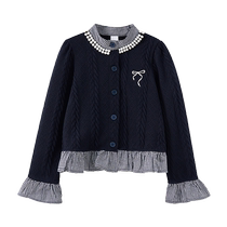 Ueki Childrens Clothing Retro Girls Jackets 2024 New Childrens Clothes Autumn Middle and Large Childrens Cardigan Jackets Tops
