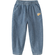 David Bella Boys Jeans Childrens Cotton Pants 2024 New Spring Clothing Medium and Large Childrens Striped Pants