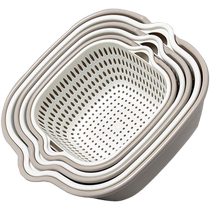 Six-piece set of double-layered vegetable sinks drain basket fruit tray living room household six-piece set kitchen washing fruit basket vegetable basket