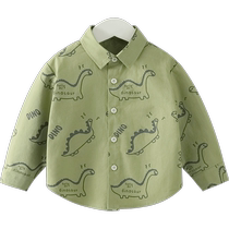 Qiqi Bear Baby Shirt Spring and Autumn Thin Section 2024 New Boys Shirts Fashionable Childrens Spring Tops Korean Style Women