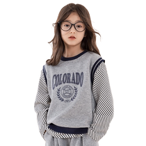 Girls vest childrens college style waistcoat 2024 autumn new Korean style bottoming shirt foreign style autumn wear