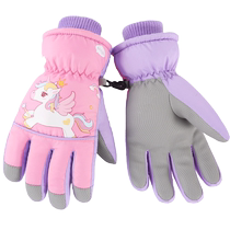 Childrens gloves for winter skiing waterproof and warm for girls students children and babies five-finger outdoor play in snow and windproof