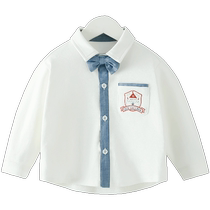 (Magic Academy) Qiqi Bear Baby Shirt Childrens Pure Cotton Childrens College Style Shirt Boys White Shirt