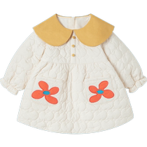 Mini Balabala Girls Dress Autumn and Winter Baby Baby Sweet Fashion Contrast Color Childrens Dress