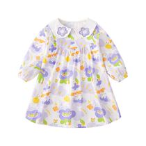 Yiqi baby girl dress childrens long skirt baby doll collar clothes childrens clothing baby skirt spring clothing