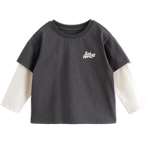 (Same style in the mall) Mark Jenny boys fake two-piece casual long-sleeved T-shirt childrens tops autumn wear 241010