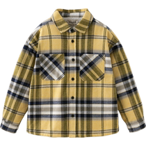David Bella Boys Velvet Shirt Childrens Plaid Shirt 2024 Winter New Style Boys Top Jacket Childrens Clothing