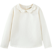 (Same style in the mall) Mini Balabala autumn new girls sweet lapel lace long-sleeved T-shirt