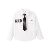 Left West Boy Shirt 2024 New Autumn Clothing Children Shirt Spring Autumn CUHK Child Foreign Air Inn Wind White Children Clothing