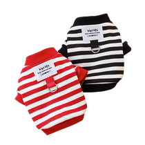 Striped traction dog sweatshirt spring and autumn thin Bichon Frize small pet cat Schnauzer Teddy clothes