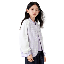 Balabala Girls Jacket 2024 New Autumn Clothes Childrens Clothes Big Children Small Fragrance Contrast Color Baseball Uniform Trendy