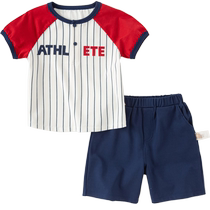 David Bella childrens short-sleeved pants suit 2024 boys short-sleeved two-piece set baby boy sports style summer wear