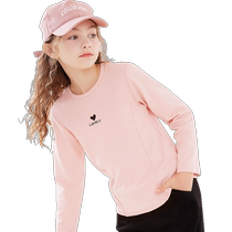 Girls long-sleeved T-shirts for autumn 2024 new childrens bottoming shirts for big children in spring and autumn western-style tops black childrens clothing