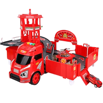 Aomengxing childrens educational alloy storage container engineering police car deformation large truck fire car boy toy