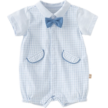David Bella Newborn Jumpsuit 2024 Summer Baby Baby Romper Suit Pure Cotton Gentleman Harness Jumpsuit