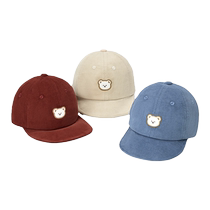 (Corduroy) Nido Bear 2024 Baby Peaked Hat Pure Cotton Soft Brim Baseball Cap Baby Hat Spring and Autumn Style