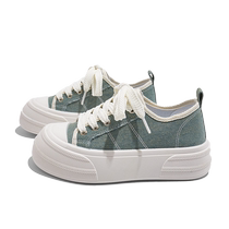 Renben big-toe canvas shoes for women in autumn 2024 new popular black thick-soled shoes for women fashionable white shoes