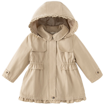 (Same style in the mall) David Bella Girls Mid-Length Windbreaker Childrens 2024 Spring and Autumn New Medium and Large Childrens Jacket