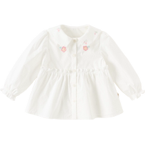 David Bella 2024 autumn new style girls long-sleeved shirt baby cotton white shirt childrens style top