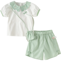 David Bella girls five-piece pants suit childrens Chinese style Hanfu two-piece set 2024 summer baby clothes