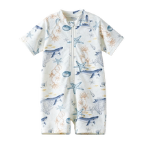 Manxi baby underwater space swimsuit short-sleeved one-piece male and female baby sun protection and anti-chlorine professional summer swimsuit set