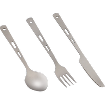 Edo pure titanium tableware knife fork and spoon outdoor camping picnic tableware pure titanium lightweight portable tableware three-piece set