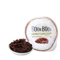 Boonboon – chips de noix de coco à saveur de chocolat importées de thaïlande paquet de 40g x 2 collations non frites