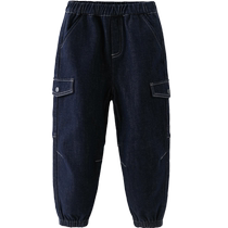 David Bella Boys Jeans Childrens Velvet Pants 2024 Autumn and Winter New Boys Overalls Trousers Childrens Clothing