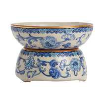 Blue and white Ru kiln tea leakage tea filter integrated tea filter ceramic hole tea artifact tea separator kung fu tea ceremony accessories