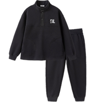 Balabala childrens clothing childrens long-sleeved suit autumn and winter for middle-aged and older children casual comfortable loose warm and velvet two-piece set