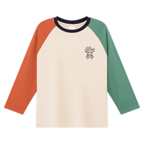Zuoxi childrens clothing boys long-sleeved T-shirt childrens pure cotton autumn clothing 2024 new contrast color bottoming shirt autumn top trend