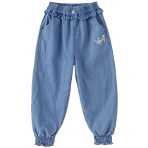 David Bella childrens jeans girls 2024 new spring trousers medium and large childrens casual pants childrens clothing