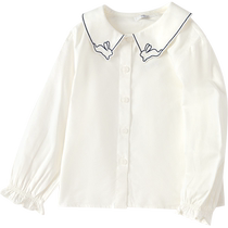 (Same style in the mall) Balabala childrens clothing girls long-sleeved T-shirt 2024 autumn new top with cute embroidery