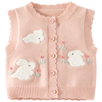Banxidi Girls Vest Spring and Autumn 2024 New Style Childrens Knitted Top Baby Princess Vest Vest