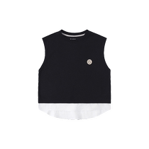 Ueki Childrens Clothing Breathable Piqué Cotton Fake Two-piece Smiley Face Boys Vest Medium and Large Childrens 2024 Summer Clothes New Childrens Trend