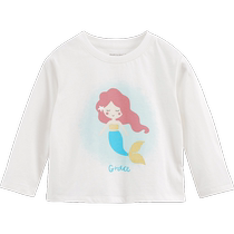 (Clearout) Marc Jenny Autumn New Girls Ruffle Collar Pure Cotton Long-Sleeved T-Shirt Childrens Top