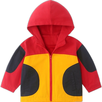 (Light Camping) Qiqi Bear Baby Windbreaker Spring and Autumn Childrens Windproof Hoodie Baby Tops Trendy Boys Jackets