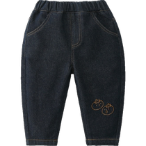 (Anti-fading) Qiqi Bear Baby Jeans Spring and Autumn Childrens New Boys Pants Childrens Casual Pants Spring
