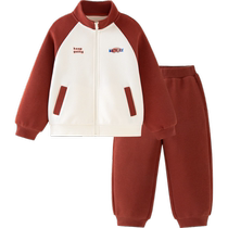 Mini Bala long-sleeved suit for girls and children artist co-branded contrasting color raglan sleeve jacket and trousers two-piece set