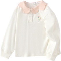 (Same style in the mall) Balabala childrens clothing girls long-sleeved T-shirt 2024 autumn new style with sweet and cute interior