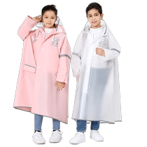 Childrens raincoat for girls primary school students boys middle and large children long waterproof with school bag full-body poncho