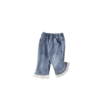 Jerry Babe jeans summer style for girls mid-teens micro-flared casual pants summer thin pants baby cropped pants summer wear