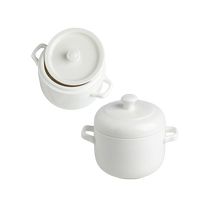 Sheli simple milk white high-end water-proof stew pot ceramic double-eared birds nest and egg custard special soup cup jar