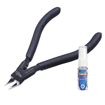 Usuda Model Tools UA-91560 thin blade water mouth pliers set up to assemble military model making trimming pliers