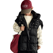 Yibeitong Boys White Duck Down Jacket 2024 Winter Warm Waistcoat Top Medium and Large Childrens Down Vest