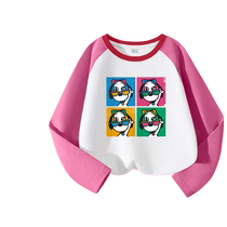 Snoopy childrens long-sleeved T-shirt for girls and boys pure cotton round neck sweatshirt for girls pink top girls bottoming shirt thin