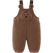 (Bibs) Mini Balabala Boys and Girls 2024 Winter New Double-sided Velvet Pants Warm Styling Trousers