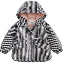 (Clearout) Marc Jenny Autumn New Girls Plaid Print Waist Jacket