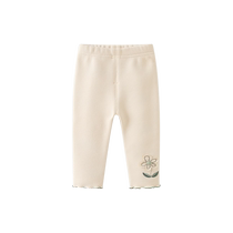 Fanhunting Girls Leggings Autumn and Winter 2024 New Childrens Casual Pants Baby Velvet Warm Pants Winter